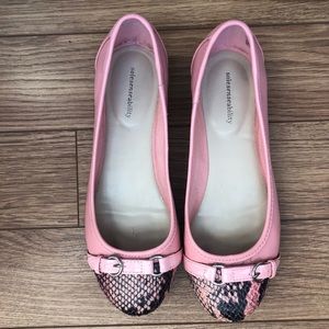 Pink / Snakeskin Patterned Flats